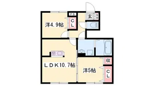 クレセール【1階】の間取り