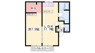 ブルースカイ山本Ⅱ【205号室】の間取り