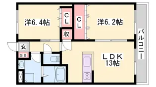 サンシャイン2号館【2階】の間取り