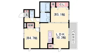 ラシーネ南山Ⅱ【1階】の間取り
