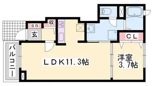 メゾン・ド・花水木 参番館【1階】の間取り