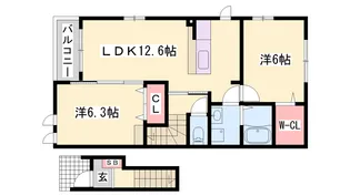 ヌーベル・ヴァンB【2階】の間取り