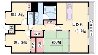 ラヴィーヌ砥堀【2階】の間取り