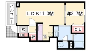 サンフローラB棟【A101号室】の間取り