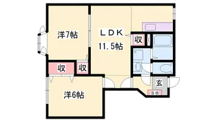 グリーンウィンドA【1階】の間取り