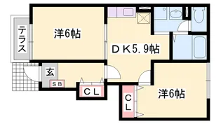 レフィナード余部【1階】の間取り