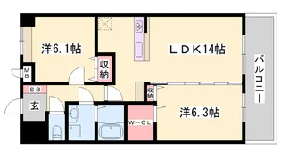 ポーシェガーデン2【602号室】の間取り