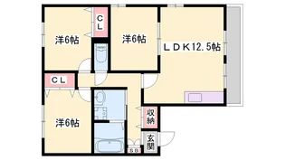 アピアス姫路【1階】の間取り