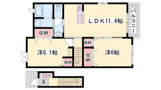 ハマナスⅡ【2階】の間取り