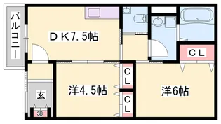 シュープリーム【1階】の間取り