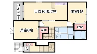 ブルーメ野里A【2階】の間取り