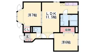 プリムヴェール【1階】の間取り