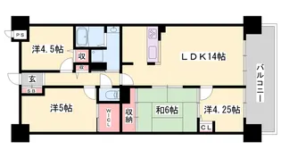 ロワイヤル東今宿【2階】の間取り