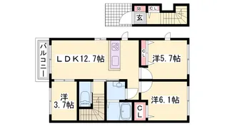 アリスティオ【A201号室】の間取り