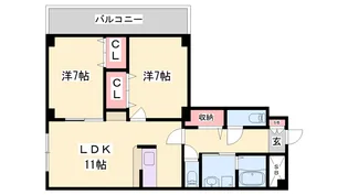 グランツ野里【3階】の間取り