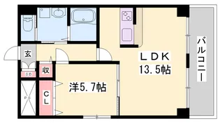 グランツ野里【3階】の間取り