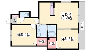 シャーメゾン ラファール【0101号室】の間取り