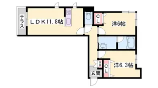 小野市大島町(イン フローラ 大島)【1階】の間取り