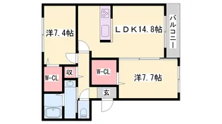 ラ ヴィ アンソレイエ【0205号室】の間取り