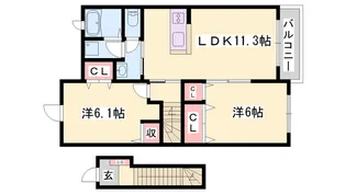 エステート 社Ⅰ【2階】の間取り