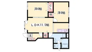 シャルマン北野B【1階】の間取り