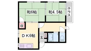 サンハイツ学園前【1階】の間取り