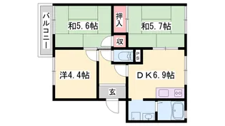 ガーデンハイツ緑ケ丘E,F,G,H【E201号室】の間取り