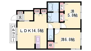 Coral Court 飾磨 A棟【1階】の間取り