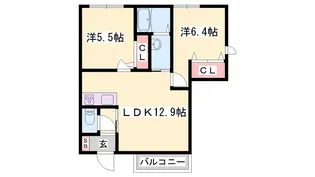 ヴィルグランディール 上中【0103号室】の間取り