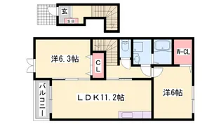 リヴァーサイドレジデンスA【2階】の間取り