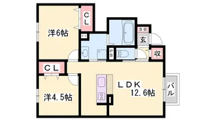 セジュール加佐A棟【A101号室】の間取り