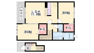 メゾン ラ ピニヨン D【2階】の間取り