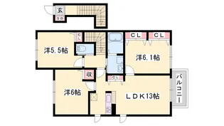 シャーメゾン仁豊野Ⅱ【0203号室】の間取り