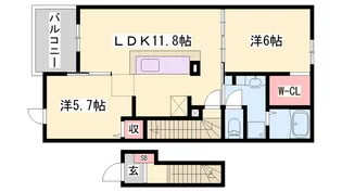 Rグレイ砥堀【2階】の間取り