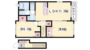 コスモハイツ溝口Ⅰ【2階】の間取り