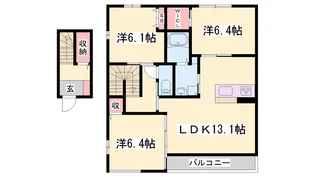 クレスティーク【A201号室】の間取り