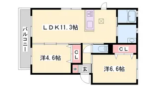 シャーメゾン広野【1階】の間取り