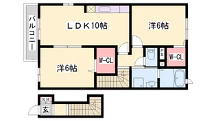 ウッズスクエアーB【2階】の間取り