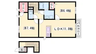 ニューフォーレス ナガタ C・D・E【D205号室】の間取り