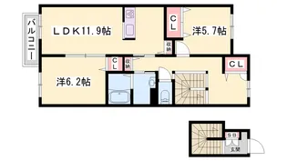シャンティ夢前【2階】の間取り