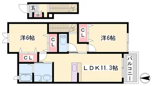 シンヴィオシスD【2階】の間取り