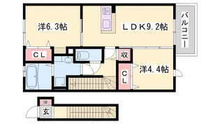 エクレール福井【208号室】の間取り