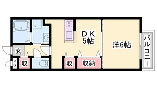 1DKの間取り画像