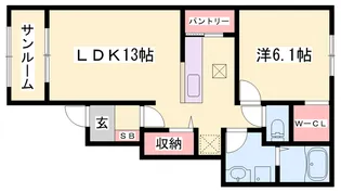 サニーヴィレッジ【1階】の間取り