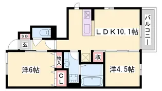 パークハイム六番館【1階】の間取り
