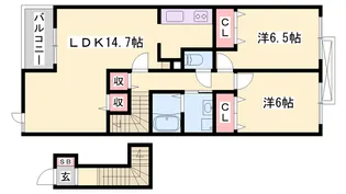 ルヴェ デュ ソレイユ【2階】の間取り
