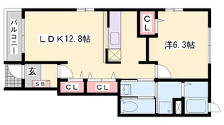 シンヴィオシスC【1階】の間取り