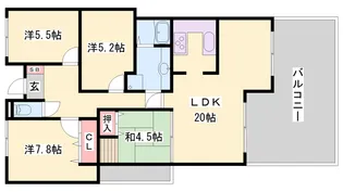 リブレ北新在家【403号室】の間取り