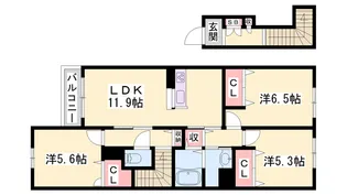 シャンティ夢前【2階】の間取り