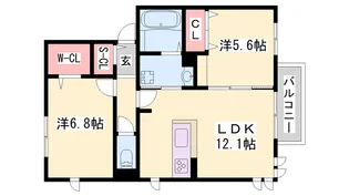 グランレーヴ弐番館【2階】の間取り